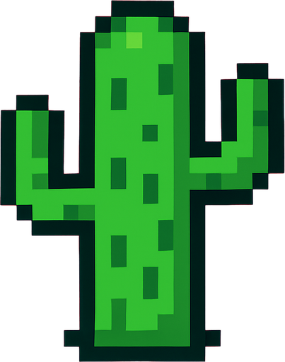 Make a 8-bit cactous.
In-Game asset.  2d.  High contrast.  No shadows