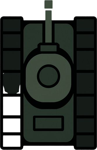 Minimalist tank assets from upside aspect and with dark green and black color.
High contrast
