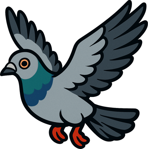 pigeon flying.
In-Game asset.  2d.  High contrast.  No shadows
