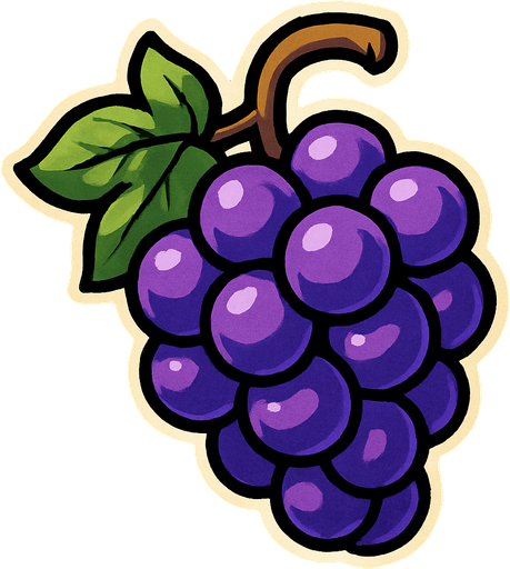 fruit_grape.
In-Game asset.  2d.  High contrast.  No shadows