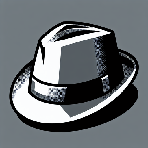 Fedora. Side profile. Cartoon..
Single Game Texture.  In-Game asset.  2d.  Blank background.  High contrast.  No shadows