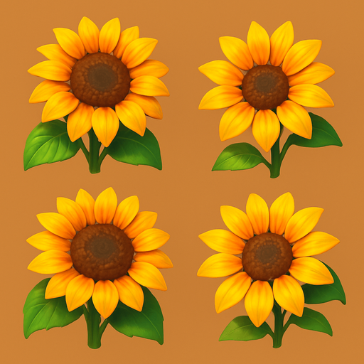Pack of different sunflower, painted 3D sunflower, without black lines around it!
In-Game asset.  High contrast.  No shadows. 3D