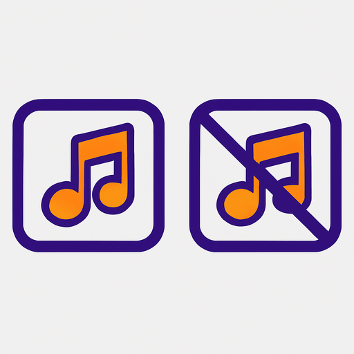 иконки для включения и отключения музыки в игре.
In-Game asset.  2d.  High contrast.  No shadows