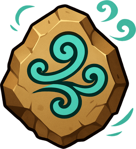 Pierre élémentaire vent.
In-Game asset.  2d.  High contrast.  No shadows