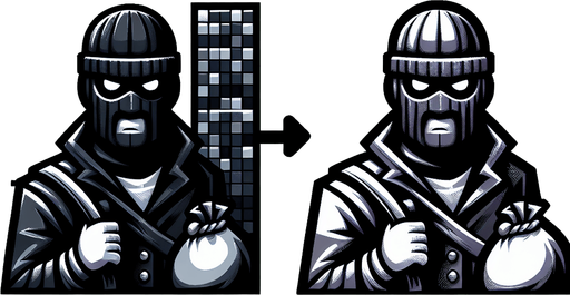 Robber.
Single Game Texture. In-Game asset. 2d. Blank background. High contrast. No shadows.