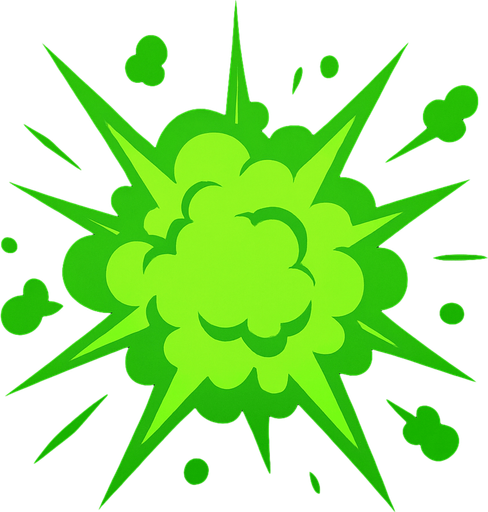Explosión verde.
In-Game asset.  2d.  High contrast.  No shadows
