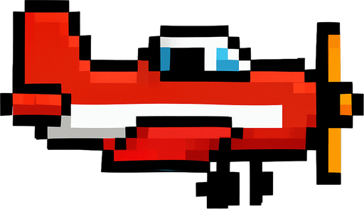 8bit player aeroplane.
In-Game asset.  2d.  High contrast.  No shadows
