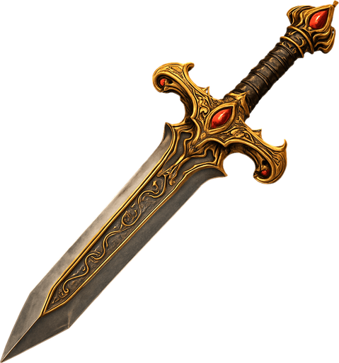 ihtişamlı gerçekçi bir kılıç.
In-Game asset.  2d.  High contrast.  No shadows