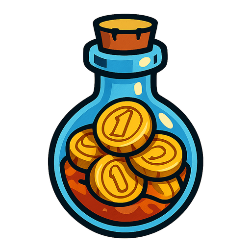 Coin potion.
In-Game asset.  2d.  High contrast.  No shadows