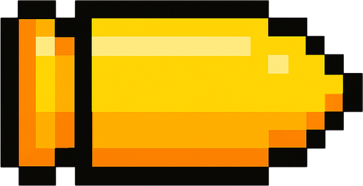 a bullet but yellow and pixel.
In-Game asset.  2d.  High contrast.  No shadows
