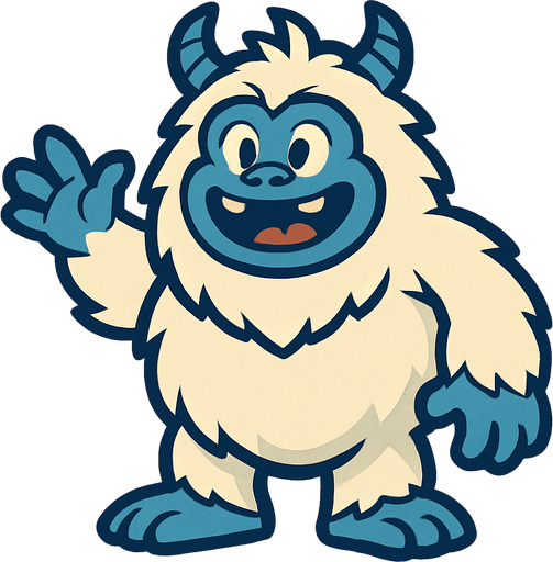 yeti cartoon image.
In-Game asset.  2d.  High contrast.  No shadows