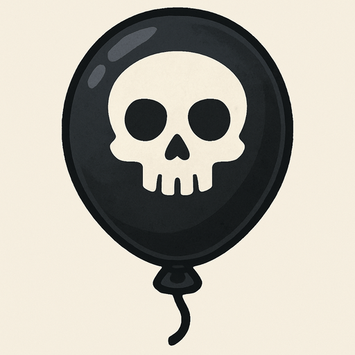 Black Ballon with white skull on.
In-Game asset.  2d.  No shadows