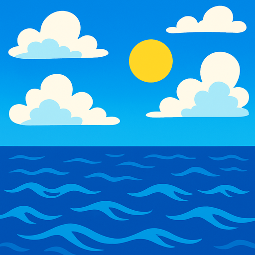 gökyüzü ve deniz.
In-Game asset.  2d.  High contrast.  No shadows