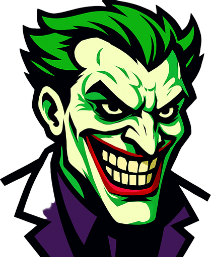 Süper kötü olan joker'in kafasını oluştur.
In-Game asset.  High contrast.  No shadows