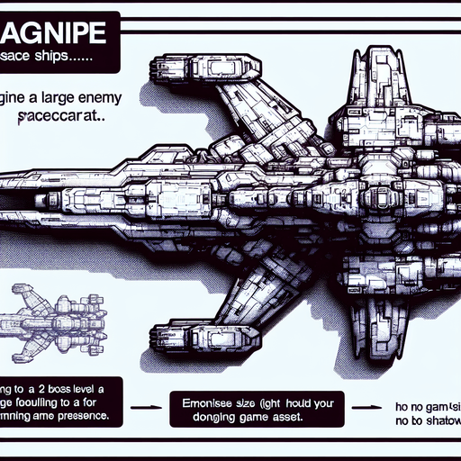 enemy space ship boss it should  be big and looking from top.
Single Game Texture. In-Game asset. 2d. Blank background. High contrast. No shadows.