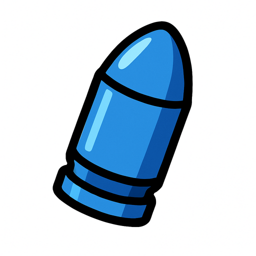 Bala azul.
In-Game asset.  2d.  High contrast.  No shadows