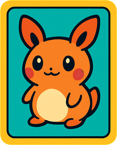 Create an image for a memory game's card's front with an icon of a cute pocket creature.
In-Game asset.  2d.  High contrast.  No shadows
