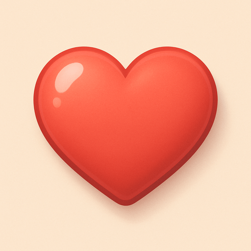 A heart. Used as an icon for in-game lives. Cute soft graphics. soft ambient light. semi-matte to satin surfaces. naturalistic with slight saturation boost colors. Tone is premium, friendly, clean with lifestyle or service-oriented appeal.
In-Game asset.  2d.  High contrast.  No shadows. top down. View from above.