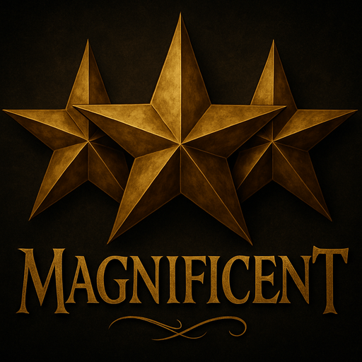 Write "MAGNIFICENT" bottom of the stars with LOTR style
