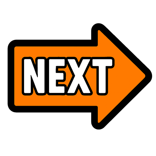 next button , no background.
In-Game asset.  2d.  High contrast.  No shadows