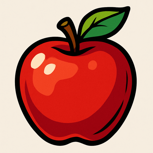red apple.
In-Game asset.  2d.  High contrast.  No shadows