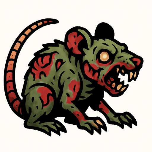 zombie rat.
In-Game asset.  2d.  High contrast.  No shadows