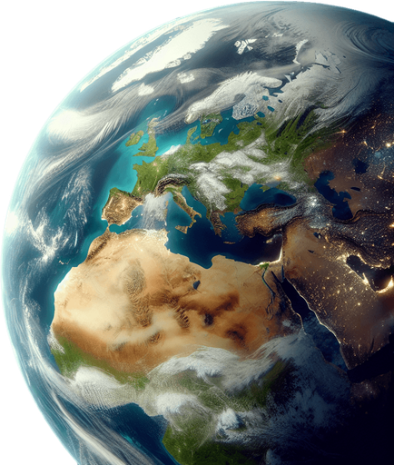 Space scene with full earth (europe and africa side).
High definition