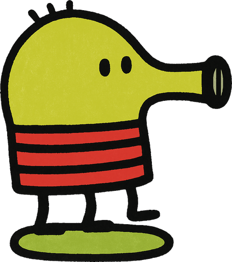 2D classic doodle jump character.
In-Game asset.  2d.  High contrast.  No shadows