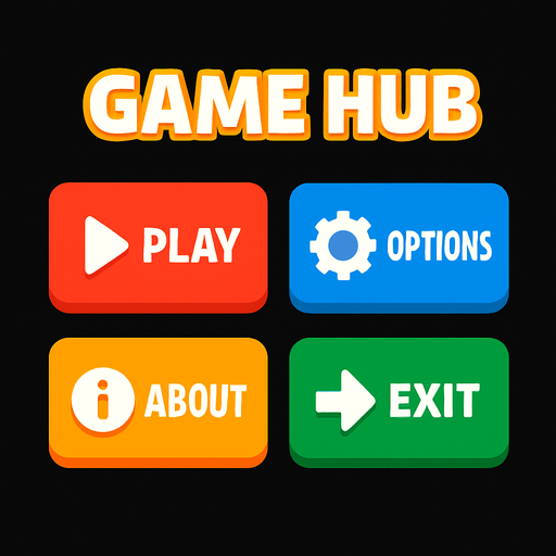 Game hub with a black background.
In-Game asset.  2d.  High contrast.  No shadows