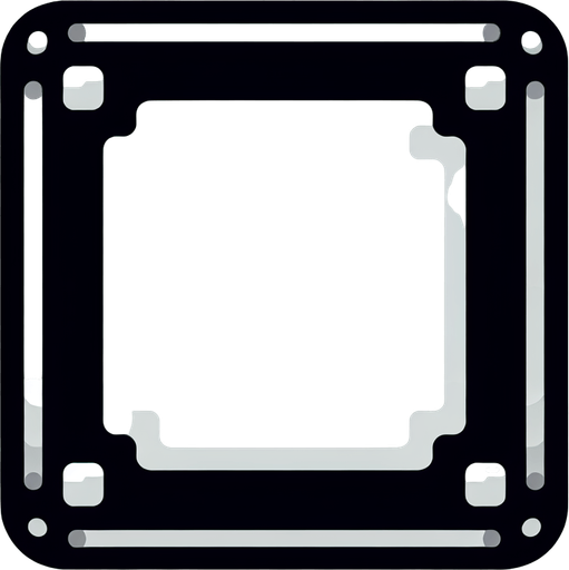 White square with rounded corners..
Single Game Texture. In-Game asset. 2d. Blank background. High contrast. No shadows.