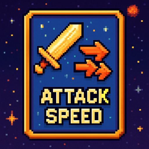 Карточка с изоброжение скорости атака пиксельная карточка улучшения пиксельная космическая.
In-Game asset.  2d.  High contrast.  No shadows