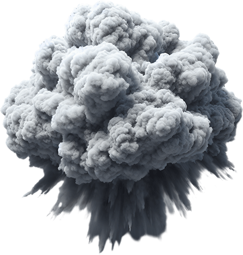 Cloud puff explosion, grayscale, seen from topdown. Circular.
Single Game Texture. In-Game asset. 2d. Blank background. High contrast. No shadows.