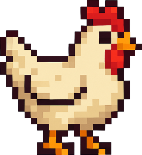 pixel art chicken.
In-Game asset.  2d.  High contrast.  No shadows