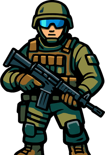 Soldier.
In-Game asset.  High contrast.  No shadows