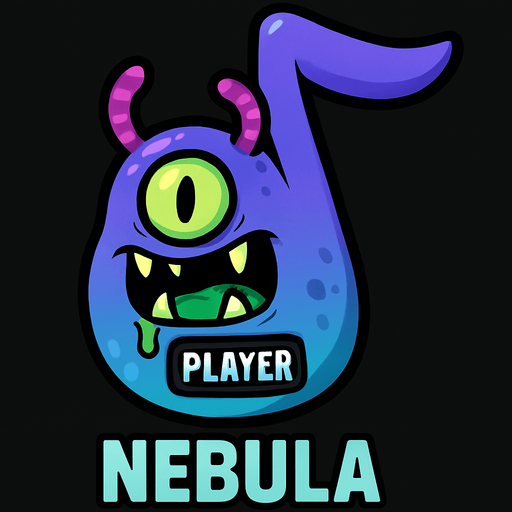 MÜZİK NOTASI ŞEKLİNDE BİR UZAYLI CANAVAR ÇİZ AMA BU KARAKTER PLAYER VE İSMİ NEBULA ONA GÖRE TASARLA. AYAKSIZ. GÖRSELE YAZI YAZMA
In-Game asset.  2d.  High contrast.  No shadows