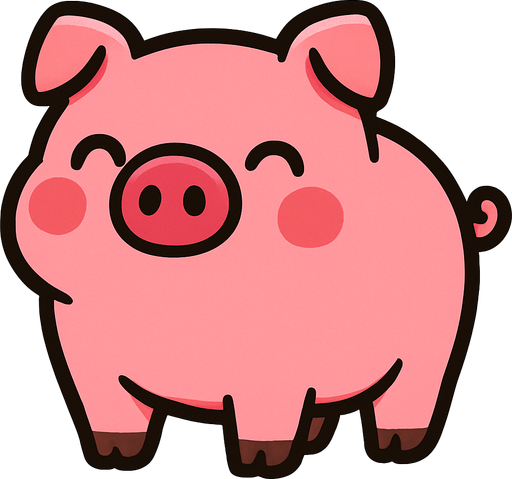 tatlı bir pembe domuz.
In-Game asset.  2d.  High contrast.  No shadows