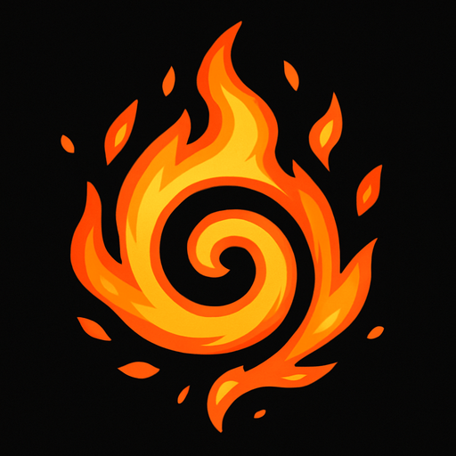 Alev spiral parçacık.
In-Game asset.  2d.  High contrast.  No shadows