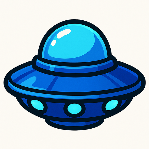 mavi ufo.
In-Game asset.  2d.  High contrast.  No shadows