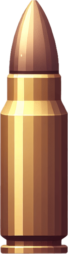 Bullet.
Single Game Texture. In-Game asset. 2d. Blank background. High contrast. No shadows.