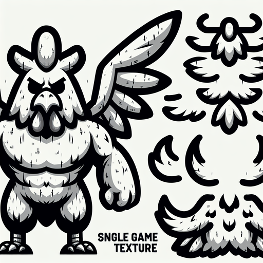 Kanatları açık canavar bir tavuk.
Single Game Texture.  In-Game asset.  2d.  Blank background.  High contrast.  No shadows