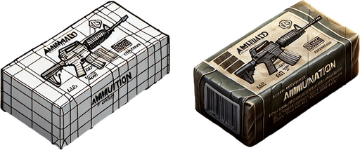A simle ammionitins pack.
Single Game Texture.  In-Game asset.  2d.  Blank background.  High contrast.  No shadows