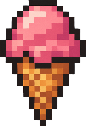 Pixilated ice cream.
In-Game asset.  2d.  High contrast.  No shadows