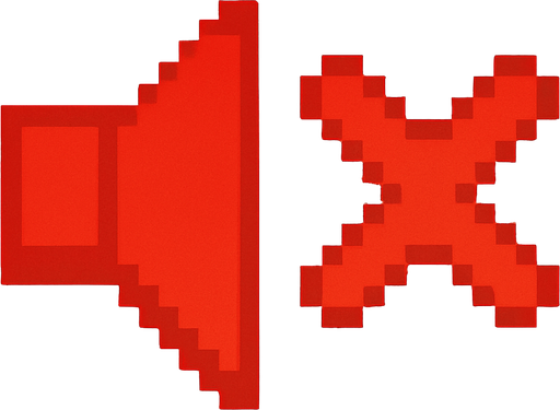 Pixelart mute x, red only x. 2d.
In-Game asset.  2d.  High contrast.  No shadows