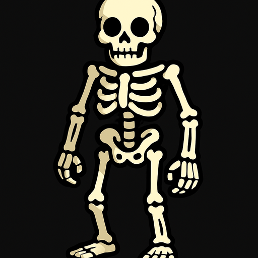 skeleton.
In-Game asset.  2d.  High contrast.  No shadows
