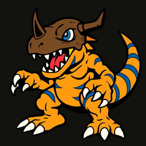 Greymon.
In-Game asset.  2d.  High contrast.  No shadows