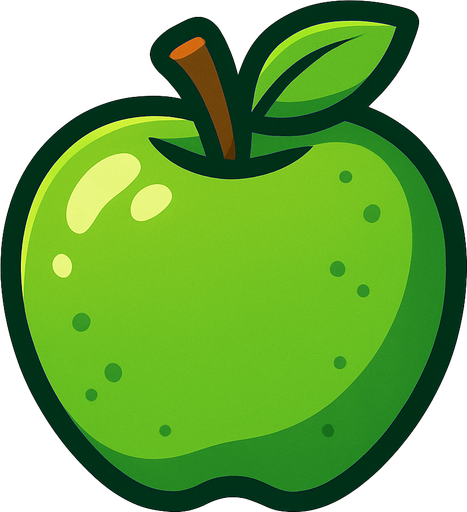 Green apple.
In-Game asset.  2d.  High contrast.  No shadows