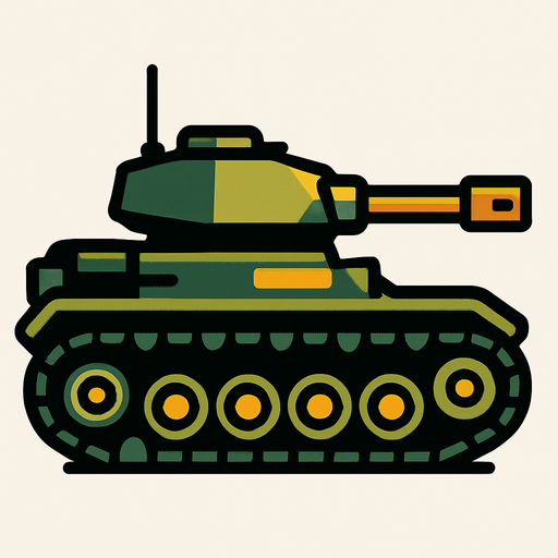 Yandan bakış tank.
In-Game asset.  2d.  High contrast.  No shadows