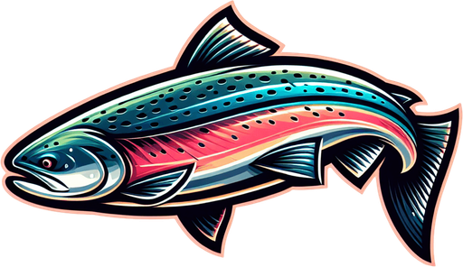 A swimming salmon.
Single Game Texture. In-Game asset. 2d. Blank background. High contrast. No shadows.
