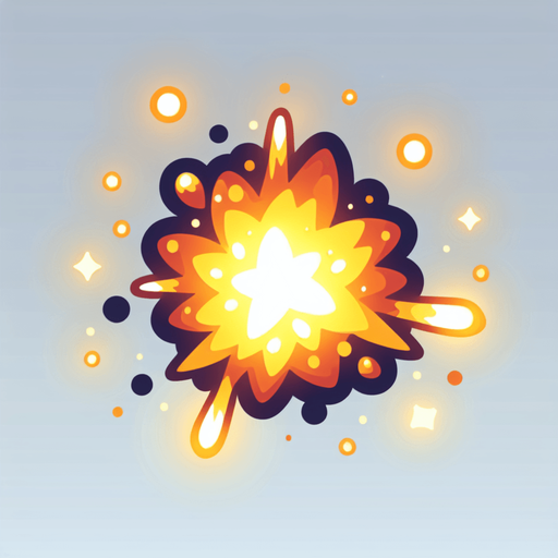 A bright spark. Cartoon.
Single Game Texture.  In-Game asset.  2d.  Blank background.  High contrast.  No shadows