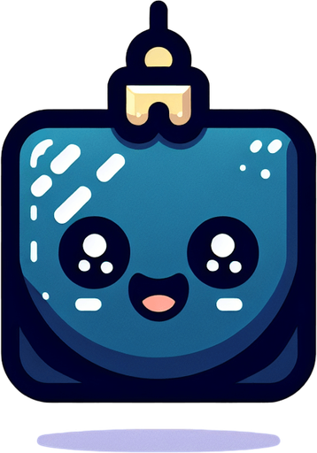 Perfectly square bright dark blue Christmas decoration with cute happyy face. Cartoon style. Cute art style. Simple vector style.